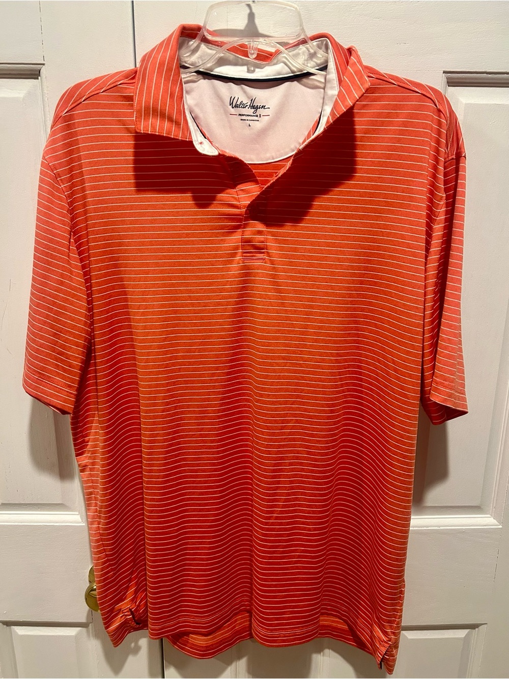 Walter Hagen Orange & White Striped Polo
